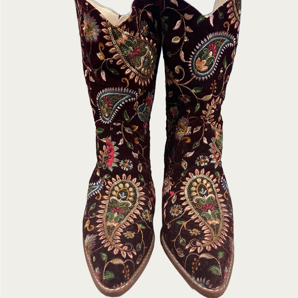 Free People Embroidered Heeled Boots - Multicolor
